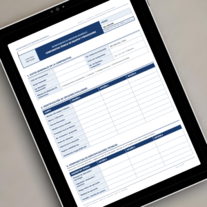 Comparativa Técnica de Equipos y Proveedores BIO-ADQ-002 mostrada en tablet - Documento profesional editable en Word con tablas comparativas de hasta 4 opciones de equipo médico, identificación de proveedores y especificaciones técnicas conforme a NOM-137, NOM-240, NOM-197 y COFEPRIS para procesos de adquisición hospitalaria