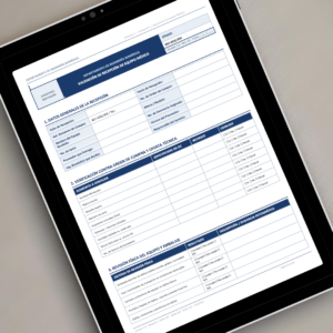 Validación de Recepción de Equipo Médico BIO-ADQ-004 mostrada en tablet - Documento profesional editable en Word con secciones de datos generales de recepción, verificación contra orden de compra y oferta técnica, y revisión física del equipo y embalaje conforme a NOM-137, NOM-240, NOM-197 y COFEPRIS para procesos de recepción hospitalaria